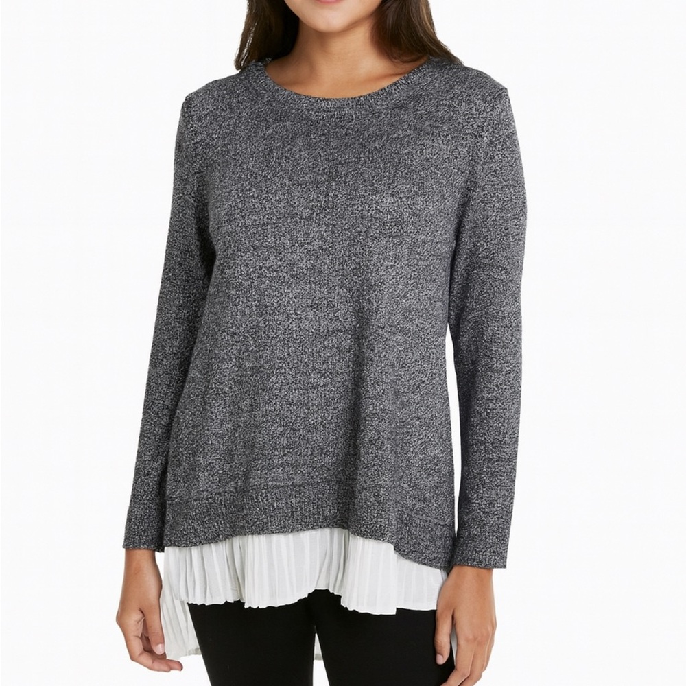 Calvin Klein Charcoal and Ivory Layered Tunic EUC